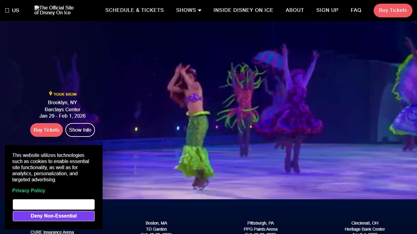 The Official Site of Disney On Ice A series of touring ice shows produced by Feld Entertainment under agreement with The Walt Disney Company.